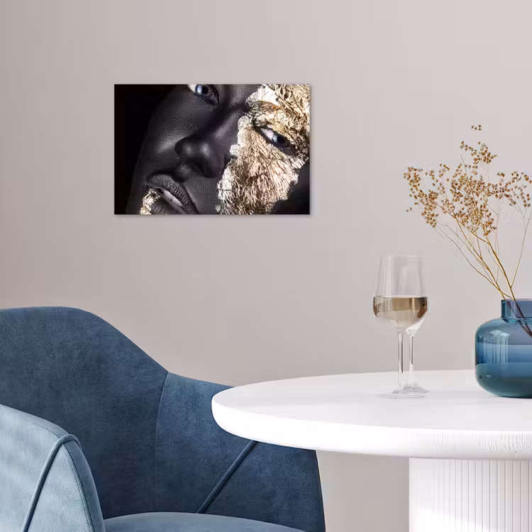 Vrouw - Goud - Zwart - Verf - Luxe poster papier klein -sfeer3