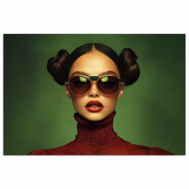 Vrouw - Groen - Bril - Aesthetic - Modern poster papier klein -3d