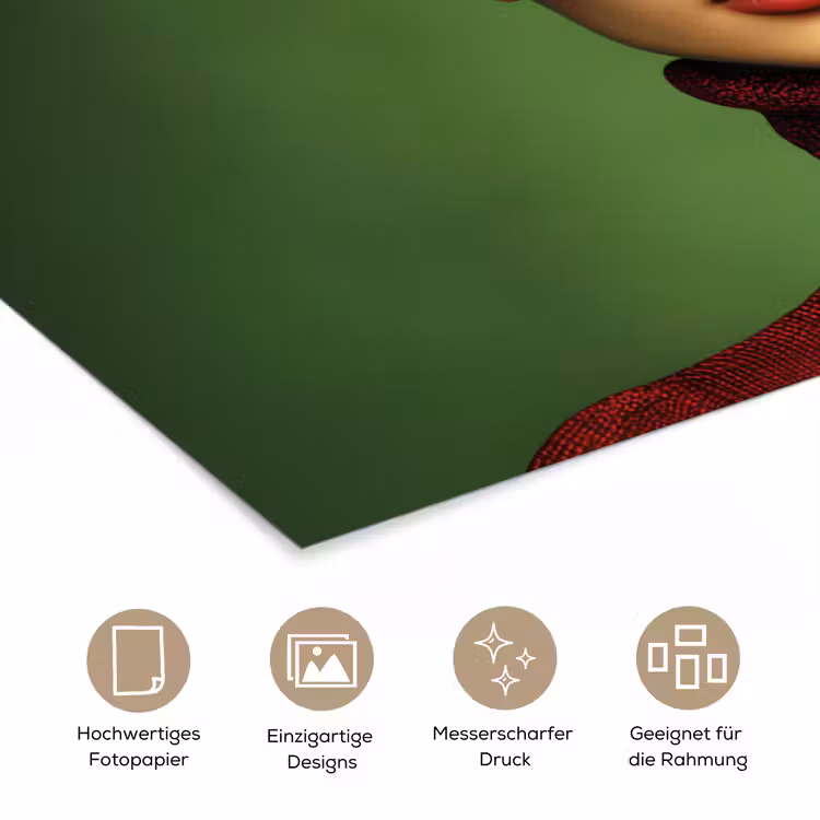 Vrouw - Groen - Bril - Aesthetic - Modern poster papier klein -tcloseup_DE