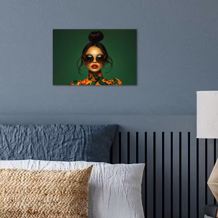 Vrouw - Groen - Modern - Bril - Abstract poster papier klein -sfeer2