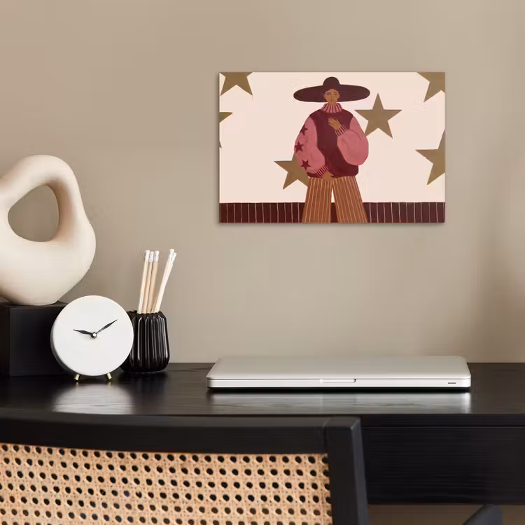 Vrouw - Hoed - Abstract - Modern - Portret poster papier klein -sfeer1