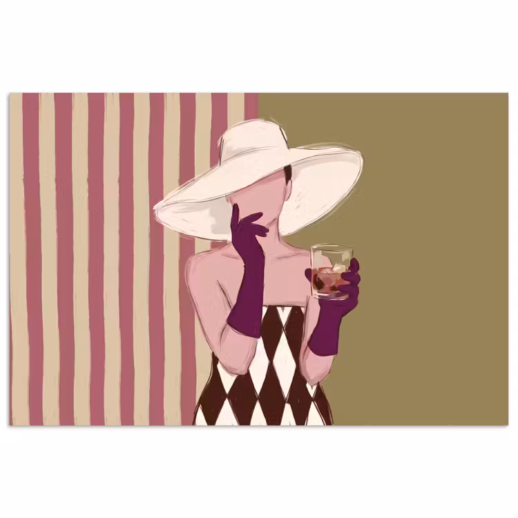 Vrouw - Hoed - Mode - Abstract - Kleurrijk poster papier klein -3d