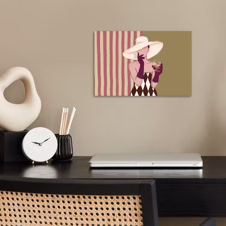 Vrouw - Hoed - Mode - Abstract - Kleurrijk poster papier klein -sfeer1