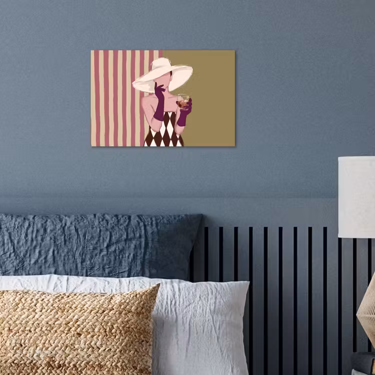 Vrouw - Hoed - Mode - Abstract - Kleurrijk poster papier klein -sfeer2