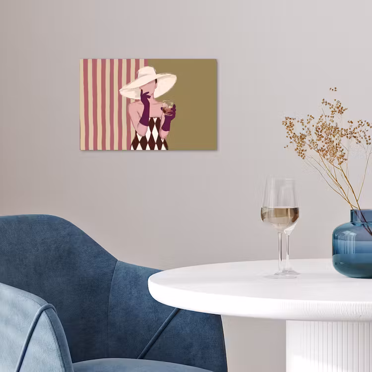 Vrouw - Hoed - Mode - Abstract - Kleurrijk poster papier klein -sfeer3