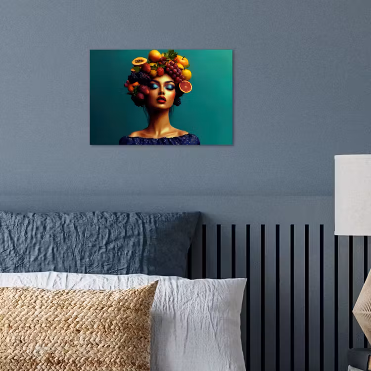 Vrouw - Hoodtooi - Tropisch - Fruit - Druiven poster papier klein -sfeer2