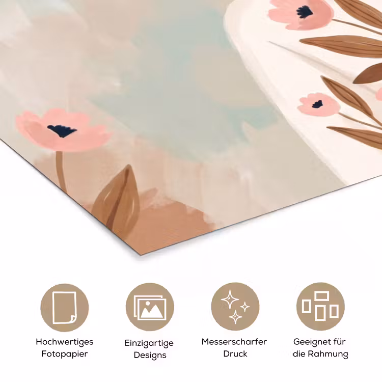 Vrouw - Kimono - Pastel poster papier klein -tcloseup_DE