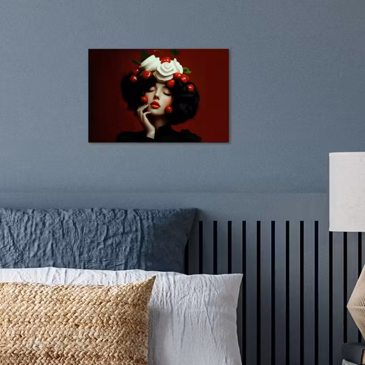 Vrouw - Kersen - Slagroom poster papier klein -sfeer2