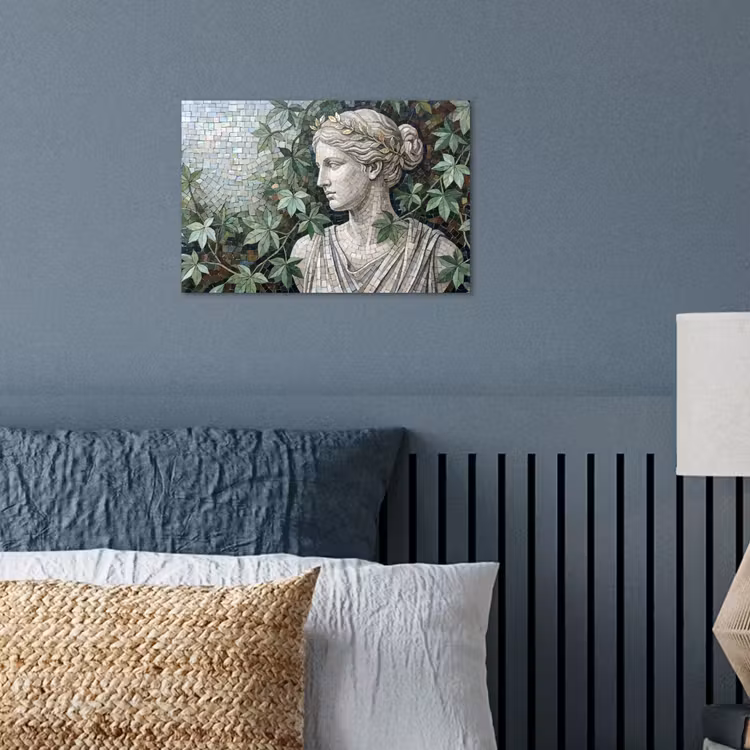Vrouw - Klassiek - Mozaiëk - Natuur - Groen poster papier klein -sfeer2