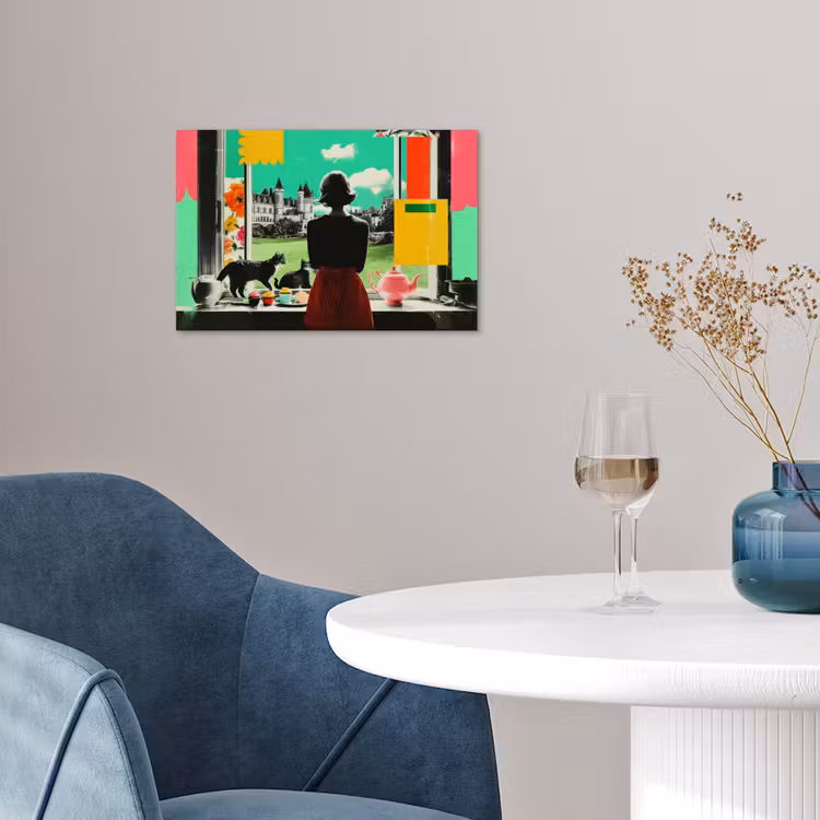 Vrouw - Keuken - Katten - Doorkijk poster papier klein -sfeer3