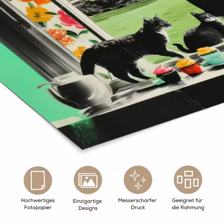 Vrouw - Keuken - Katten - Doorkijk poster papier klein -tcloseup_DE