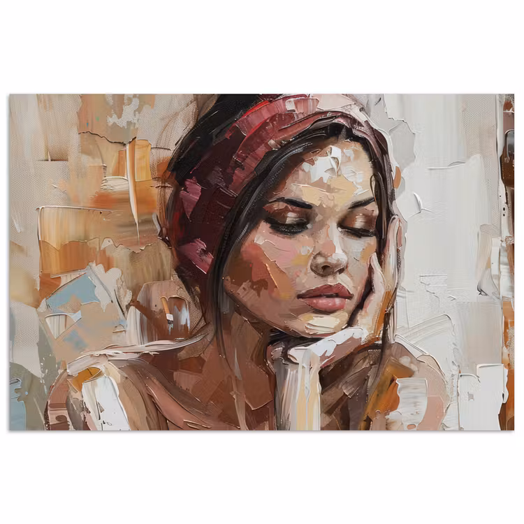 Vrouw - Verflook - Portret - Modern poster papier klein -3d