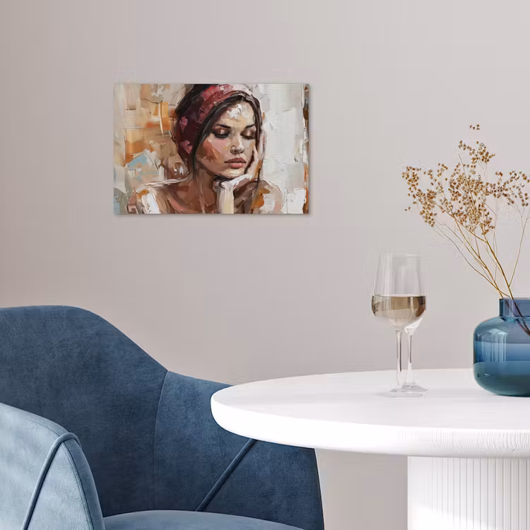 Vrouw - Verflook - Portret - Modern poster papier klein -sfeer3