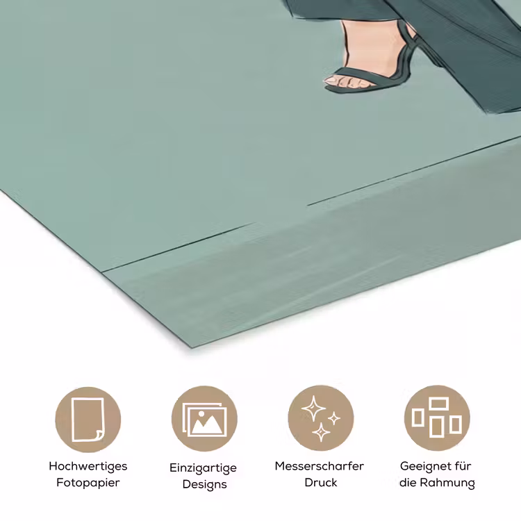 Vrouw - Laptop - Zittend - Illustratie - Groen poster papier klein -tcloseup_DE