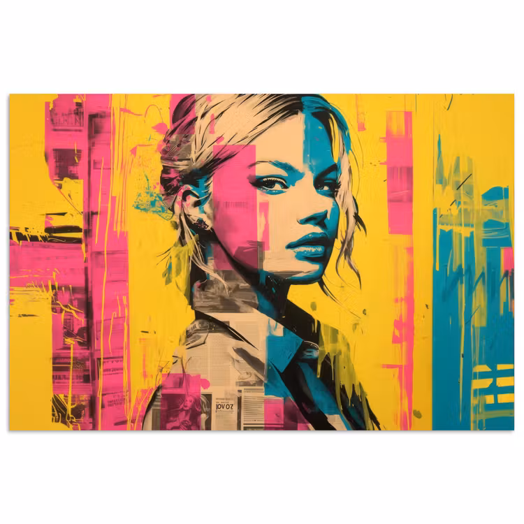 Vrouw - Verfstrepen - Gekleurd poster papier klein -3d