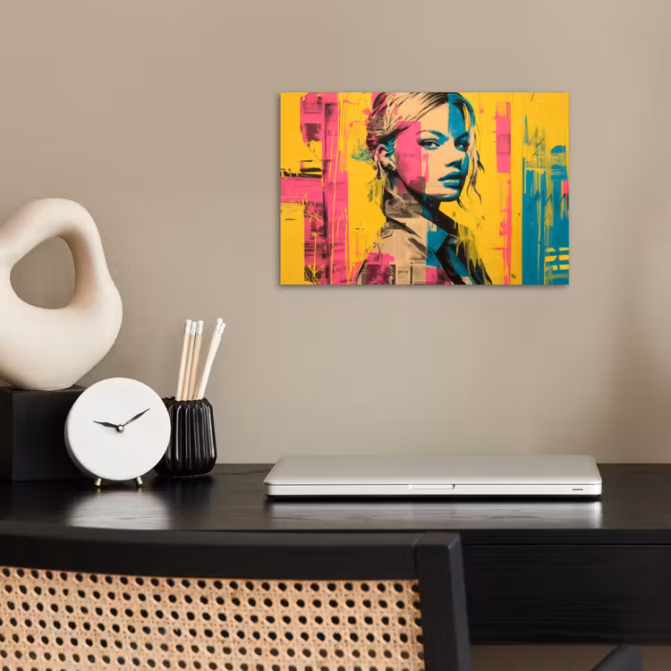 Vrouw - Verfstrepen - Gekleurd poster papier klein -sfeer1