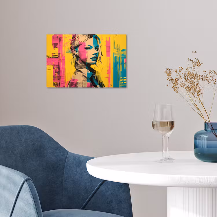 Vrouw - Verfstrepen - Gekleurd poster papier klein -sfeer3