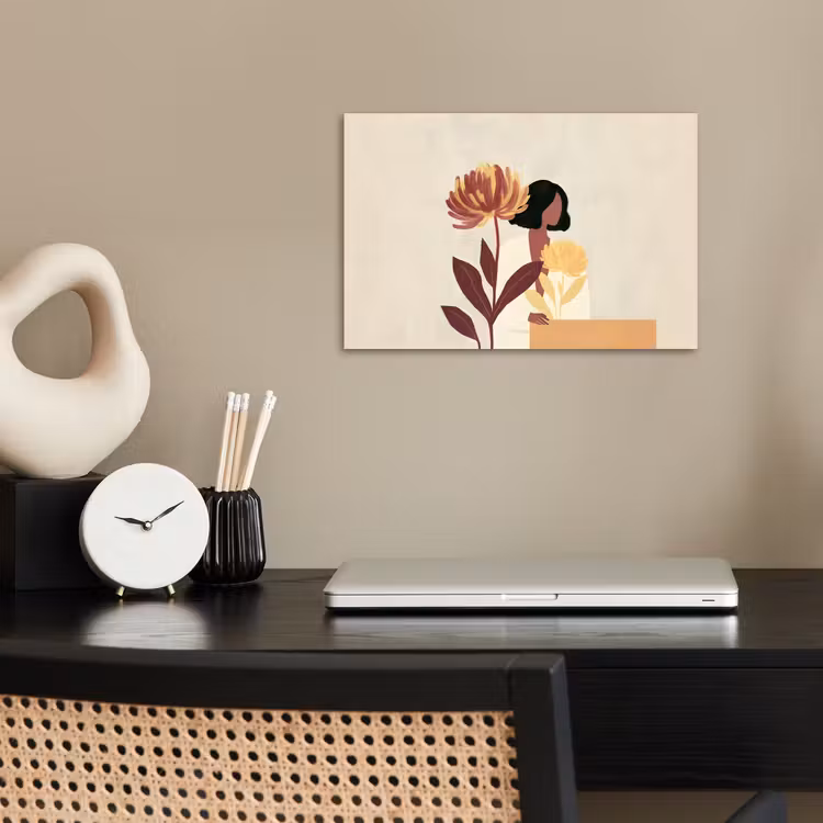 Vrouw - Minimalistisch - Bloem poster papier klein -sfeer1