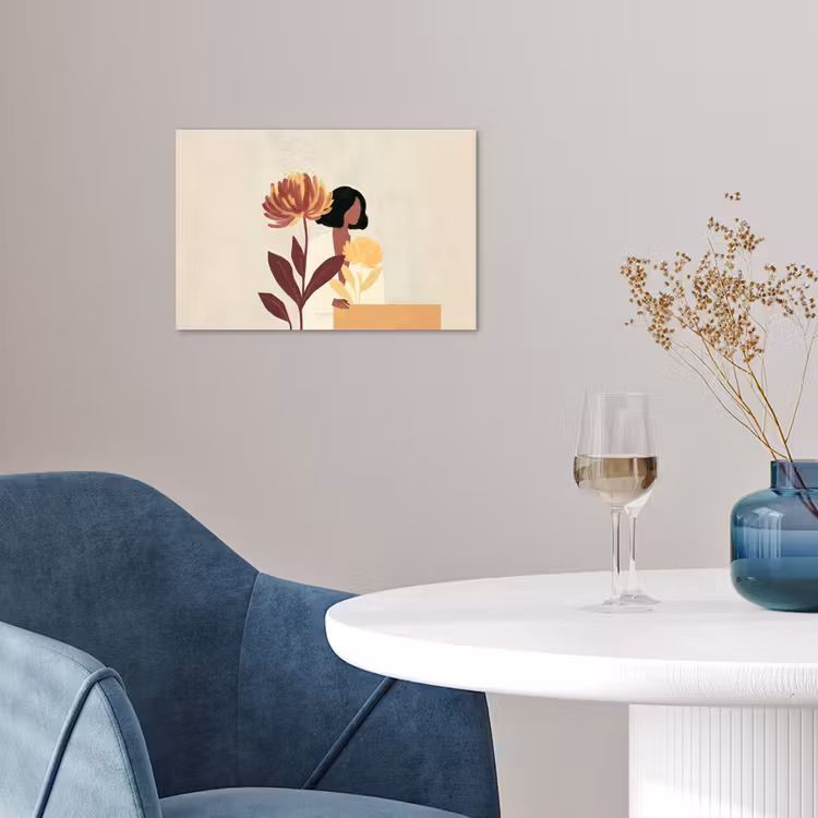 Vrouw - Minimalistisch - Bloem poster papier klein -sfeer3