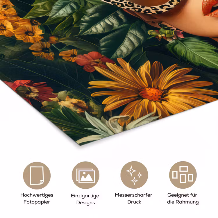 Vrouw - Panterprint - Jungle - Natuur - Luxe poster papier klein -tcloseup_DE
