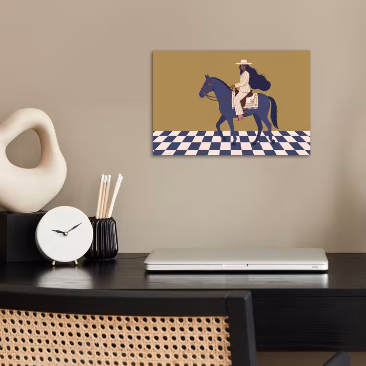 Vrouw - Paard - Rijden - Modern - Abstract poster papier klein -sfeer1