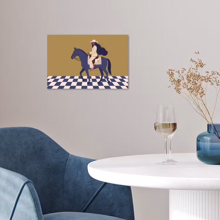 Vrouw - Paard - Rijden - Modern - Abstract poster papier klein -sfeer3