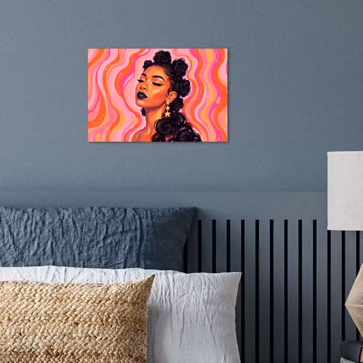 Vrouw - Portret - Abstract - Kleurrijk - Roze poster papier klein -sfeer2