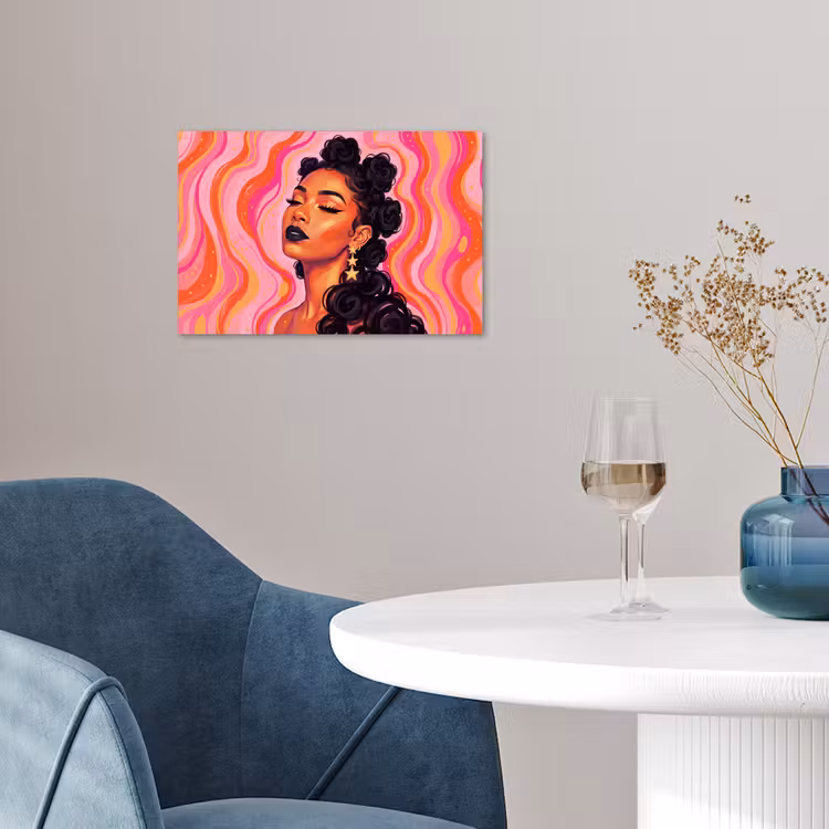 Vrouw - Portret - Abstract - Kleurrijk - Roze poster papier klein -sfeer3