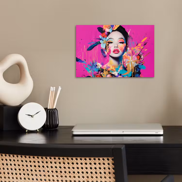 Vrouw - Portret - Abstract - Paars poster papier klein -sfeer1