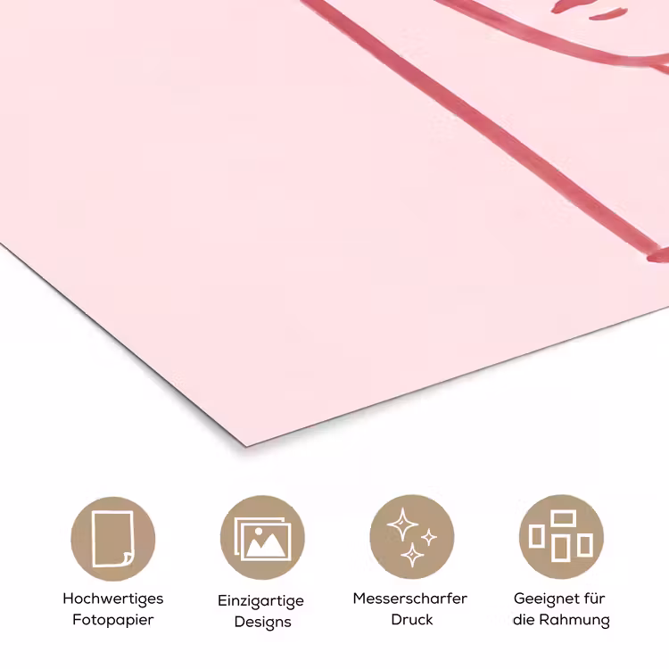 Vrouw - Portret - Abstract - Lijnkunst - Rood poster papier klein -tcloseup_DE