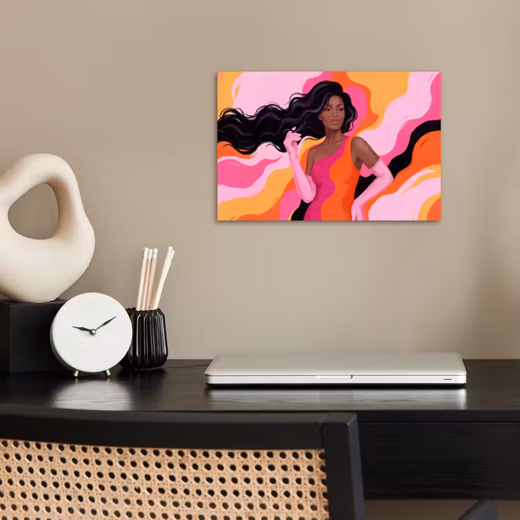 Vrouw - Portret - Kleurrijk - Modern - Kunst poster papier klein -sfeer1