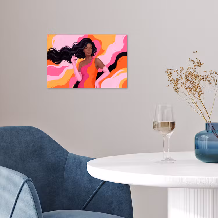 Vrouw - Portret - Kleurrijk - Modern - Kunst poster papier klein -sfeer3