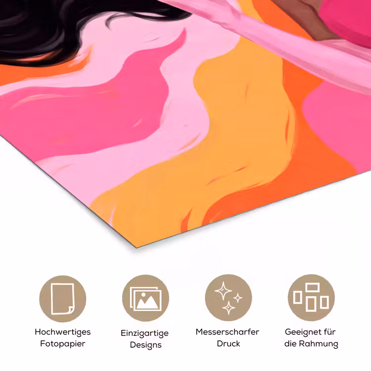 Vrouw - Portret - Kleurrijk - Modern - Kunst poster papier klein -tcloseup_DE