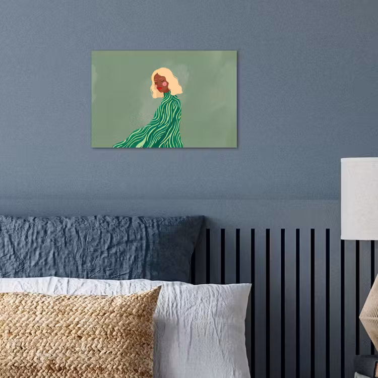 Vrouw - Portret - Illustratie - Modern - Groen poster papier klein -sfeer2