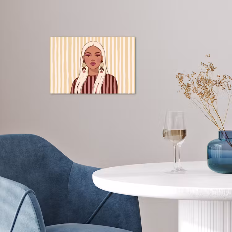 Vrouw - Portret - Illustratie - Modern - Roze poster papier klein -sfeer3