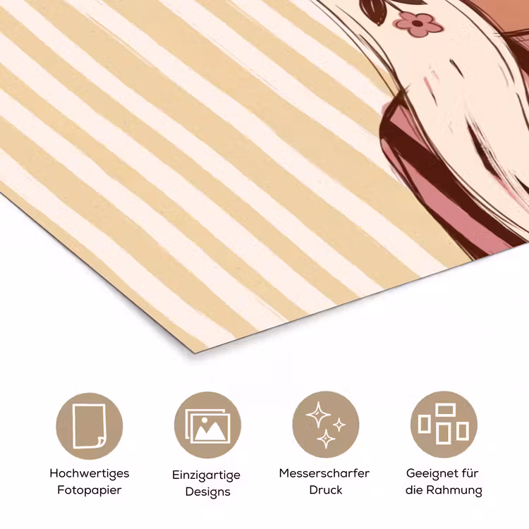 Vrouw - Portret - Illustratie - Modern - Roze poster papier klein -tcloseup_DE