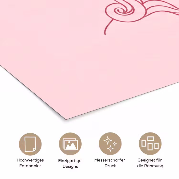 Vrouw - Portret - Klassiek - Line-art - Roze poster papier klein -tcloseup_DE