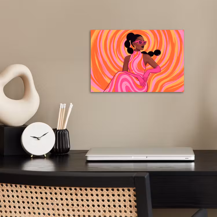 Vrouw - Portret - Kunst - Abstract - Roze poster papier klein -sfeer1
