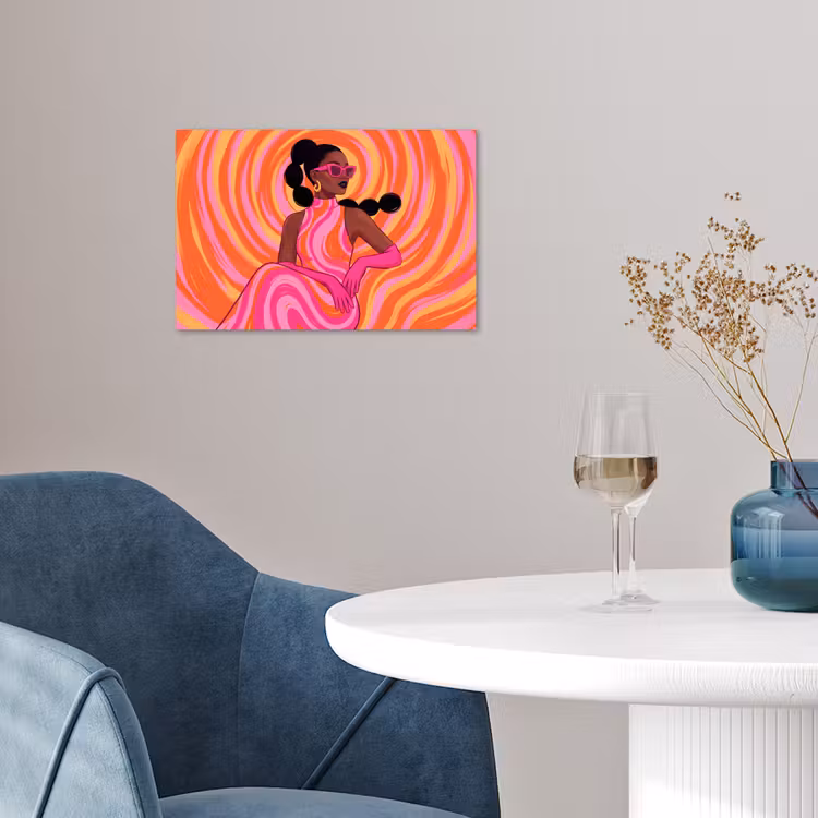 Vrouw - Portret - Kunst - Abstract - Roze poster papier klein -sfeer3