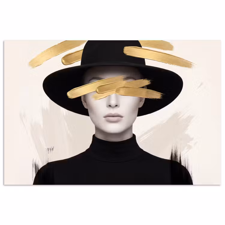 Vrouw - Portret - Modern - Goud - Kunst poster papier klein -3d