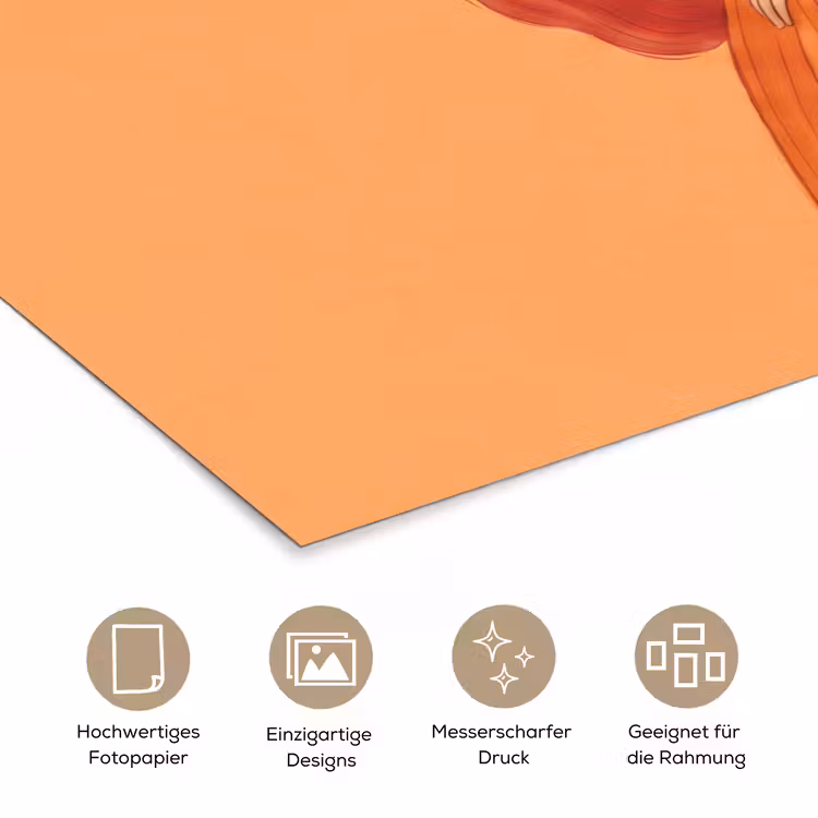 Vrouw - Profiel - Mensen - Modern - Oranje poster papier klein -tcloseup_DE