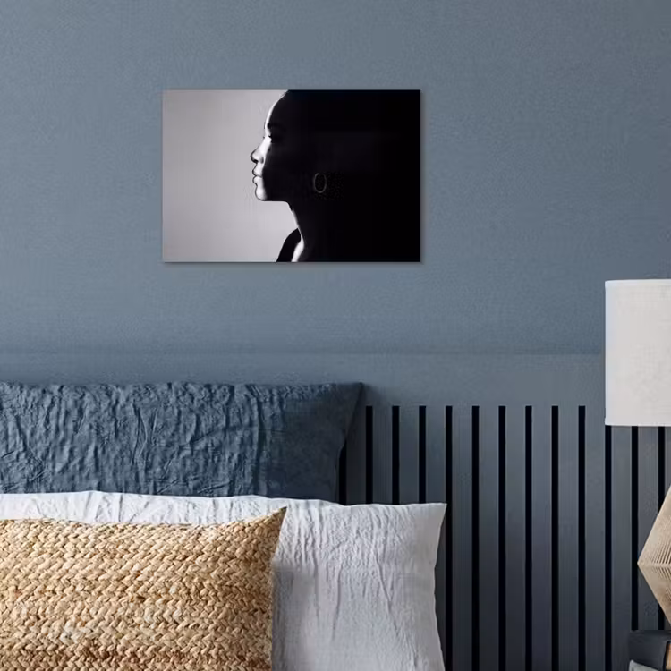 Vrouw - Profiel - Mensen - Zwart-wit poster papier klein -sfeer2