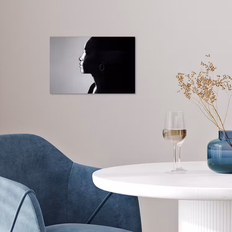 Vrouw - Profiel - Mensen - Zwart-wit poster papier klein -sfeer3