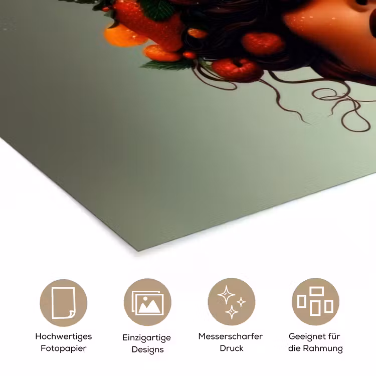 Vrouw - Chocolade - Frambozen - Aardbeien - Koekjes poster papier klein -tcloseup_DE