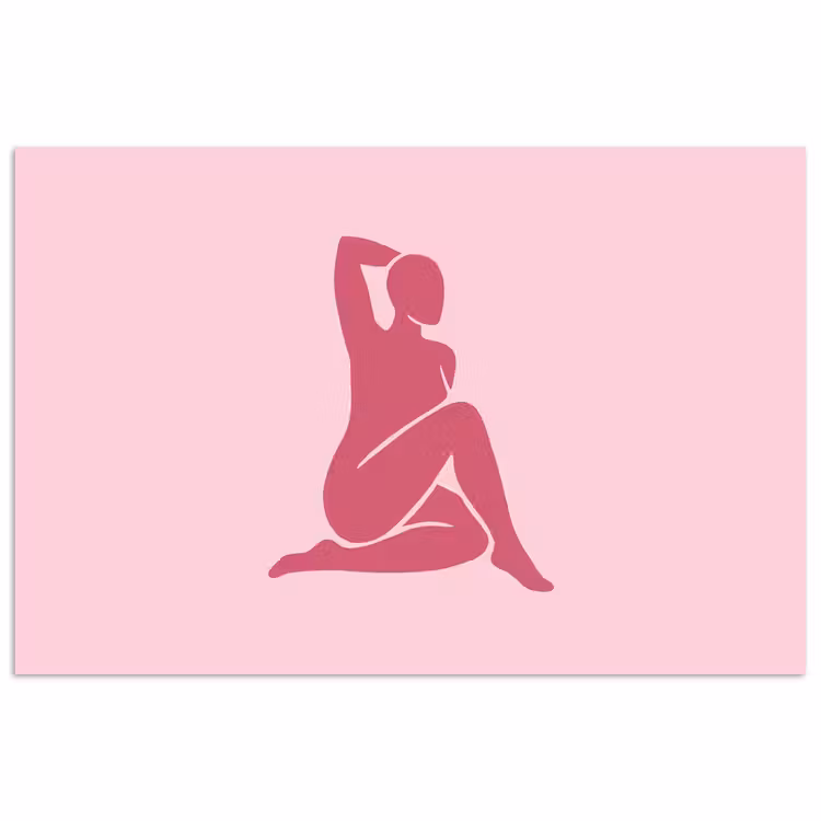 Vrouw - Silhouet - Abstract - Modern - Roze poster papier klein -3d