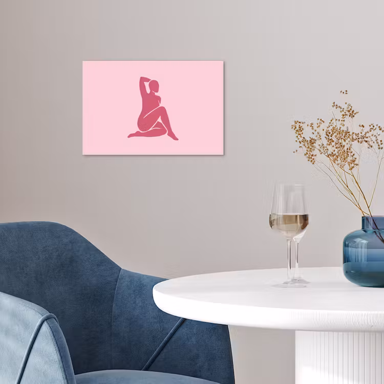 Vrouw - Silhouet - Abstract - Modern - Roze poster papier klein -sfeer3