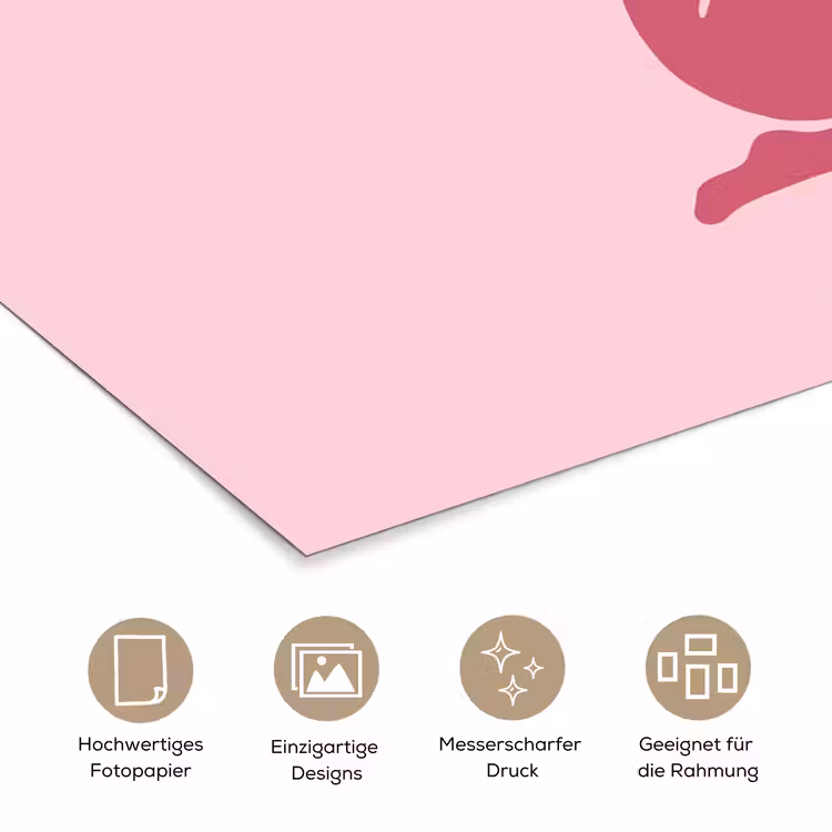 Vrouw - Silhouet - Abstract - Modern - Roze poster papier klein -tcloseup_DE
