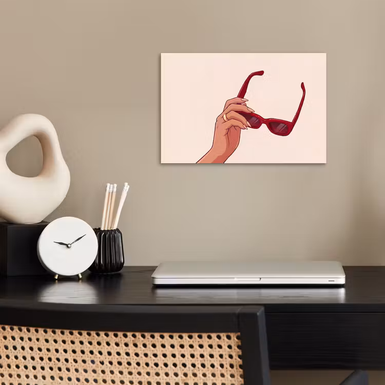 Vrouw - Zonnebril - Mode - Rood - Illustratie poster papier klein -sfeer1