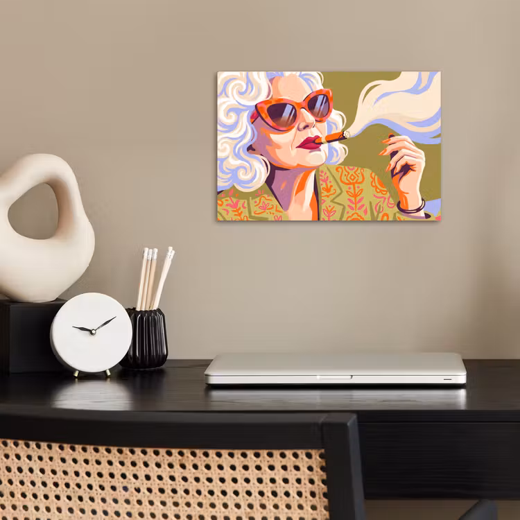 Vrouw - Zonnebril - Portret - Modern - Kleurrijk poster papier klein -sfeer1