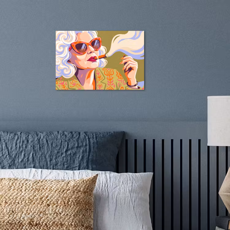 Vrouw - Zonnebril - Portret - Modern - Kleurrijk poster papier klein -sfeer2